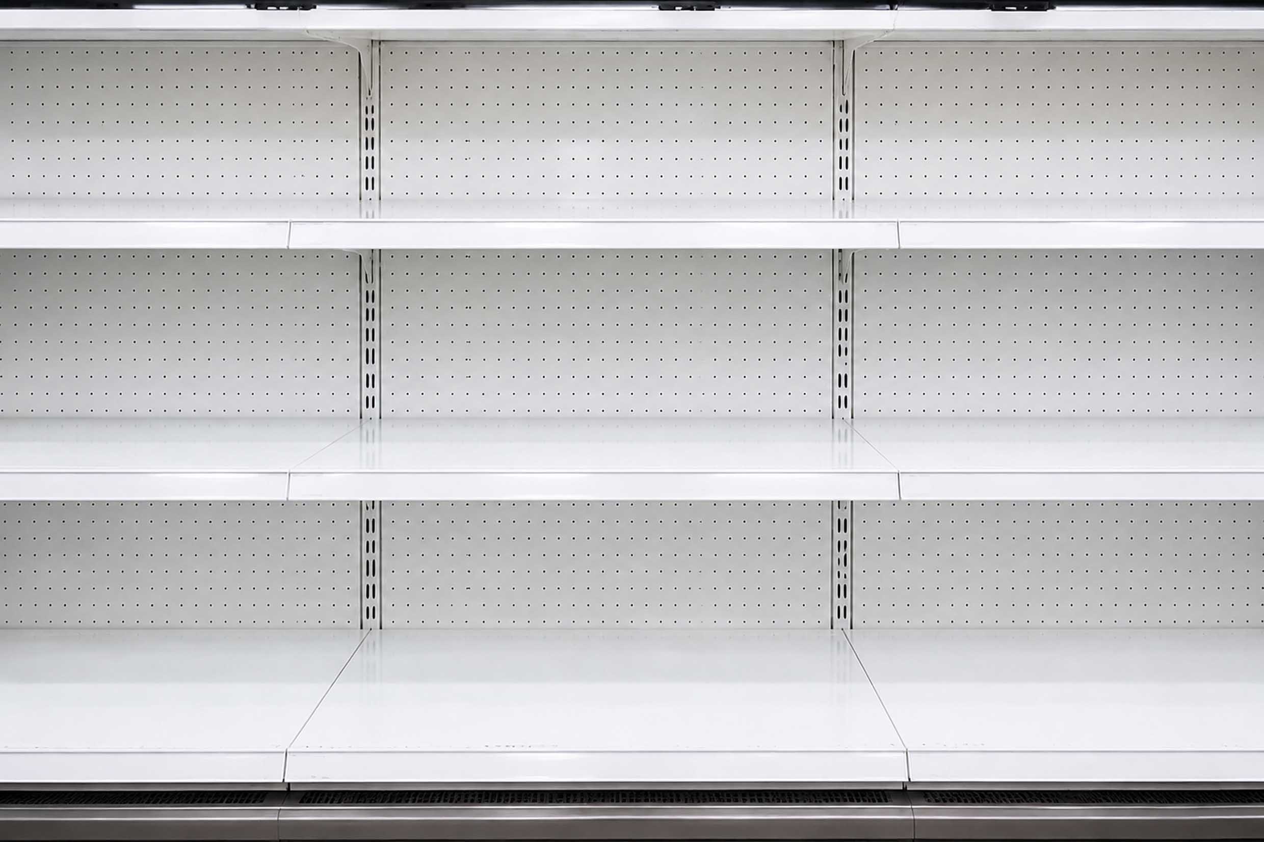 Clean supermarket shelves after cleaning