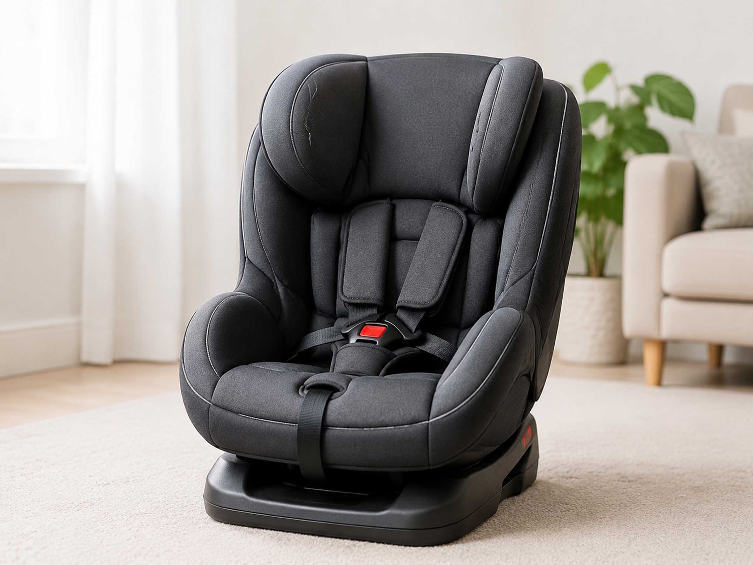 Clean child car seat after steam cleaning