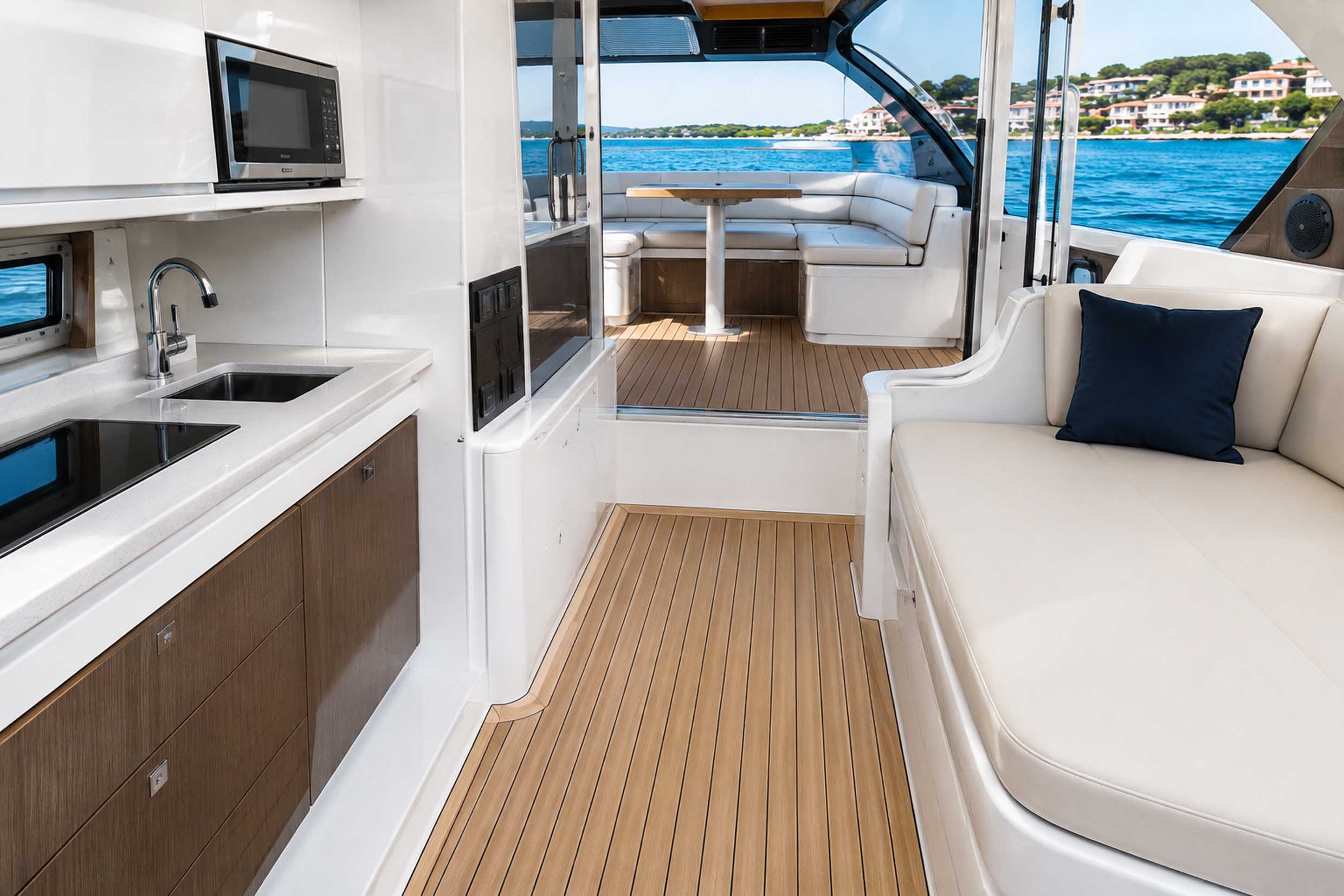 Clean boat deck after steam cleaning