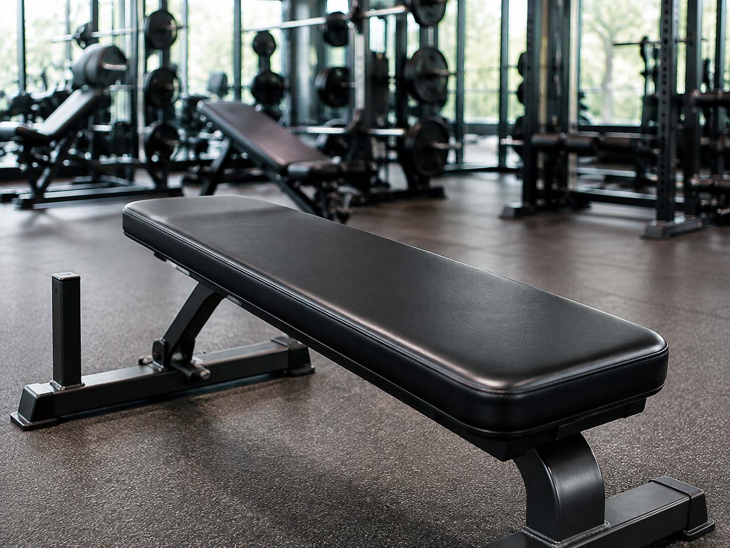 Clean gym bench after steam cleaning