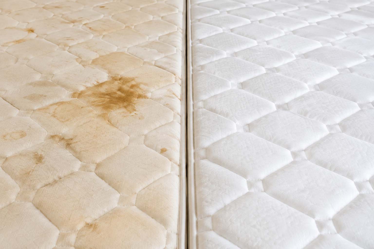 Mattress before and after steam cleaning
